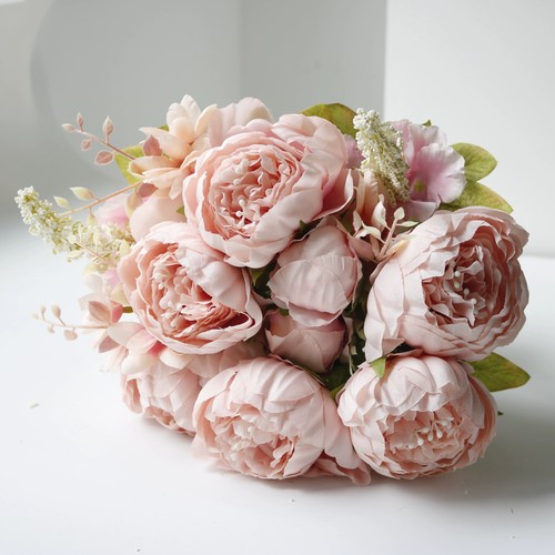 13 Heads Silk Peony Artificial Fake Flowers Wedding Bouquet Home Party Decor - Picture 34 of 34