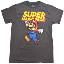 Super Mario Bros. Mens Mario Jump Graphic Gray T-Shirt New M, L