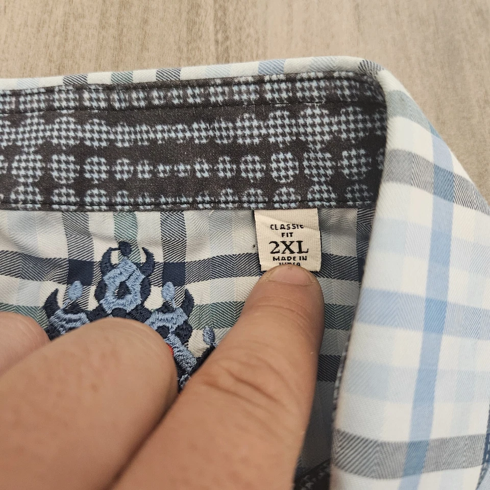 Robert Graham Button Up Shirt Men's 2XL Flip Cuff Multicolor Plaid - Image 2 of 4