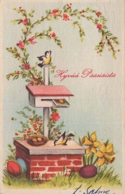 EASTER CHICKEN EGG Vintage Postcard CPA #PKE110.U