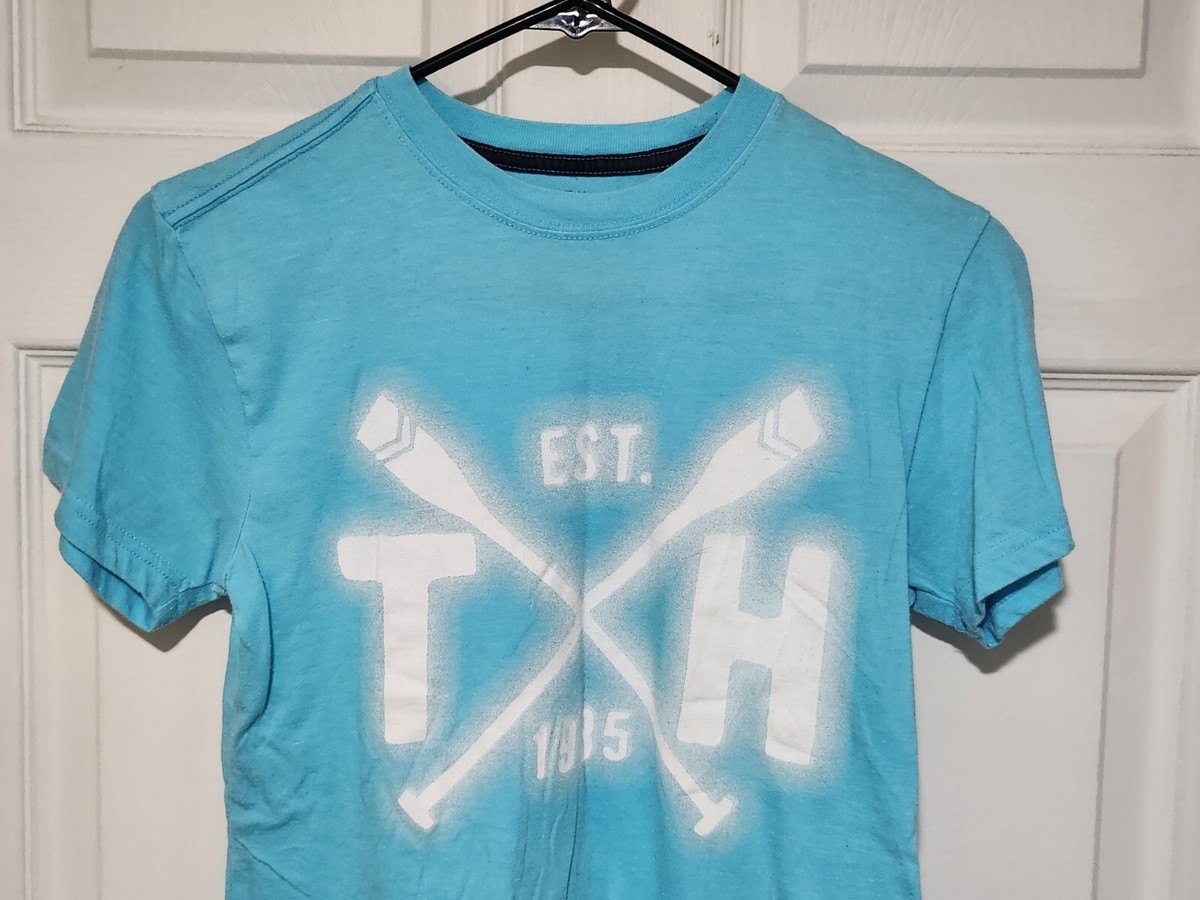 Tommy Hilfiger Tshirt Boys Youth Small 8-10 Sailors Club Baby Blue