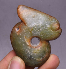 5.5CM China Hongshan Culture Old Jade Carved Yu Pig Drgon Hook Amulet pendant