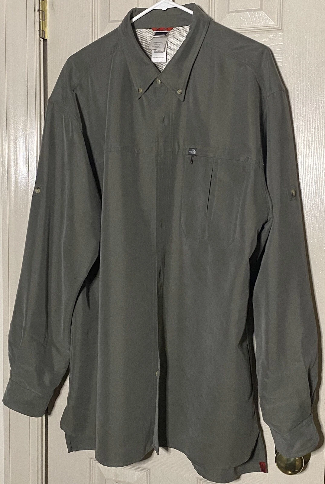 The North Face Shirt Mens XL Green Button Down Performance Hiking Fishing Tab