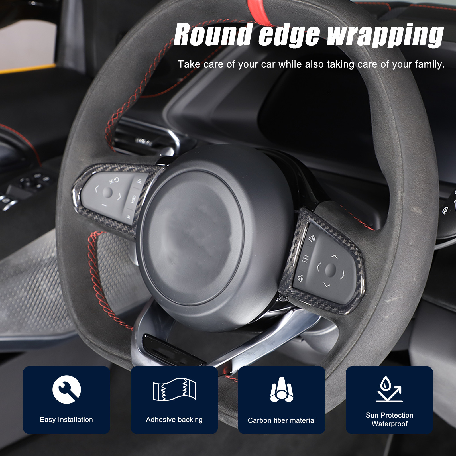 Real Carbon Fiber Steering Wheel Button Cover Trim For Lotus EMIRA 2021-25 US