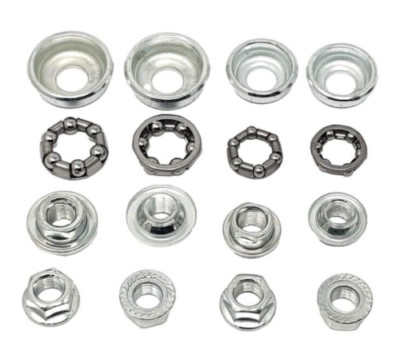 Radlagersatz vorne 3/16'' x 6 Kugel & 1/4'' x 6 Kugel hinten Fahrrad & Radmuttern