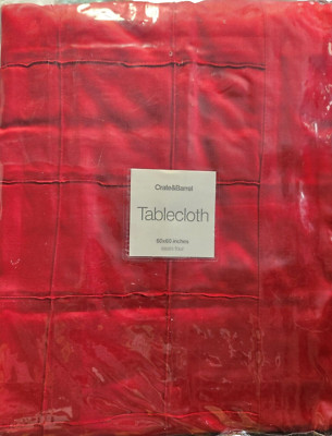 Crate and Barrel Vermillion Sateen Tablecloth Red 60''X60'' NWT