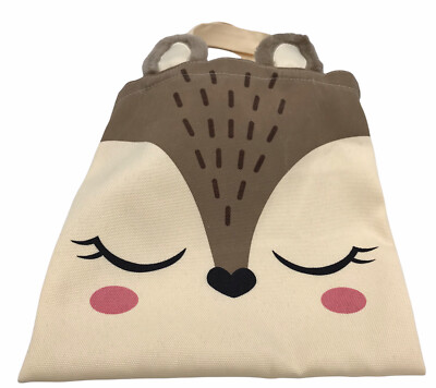 MTY International Small Canvas Fox Tote with Ears 10'' X 10''