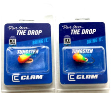 2 PACKS CLAM The Drop Tungsten Jig Chart Spotted Belly Pink Glow 7/64oz #10 Hook