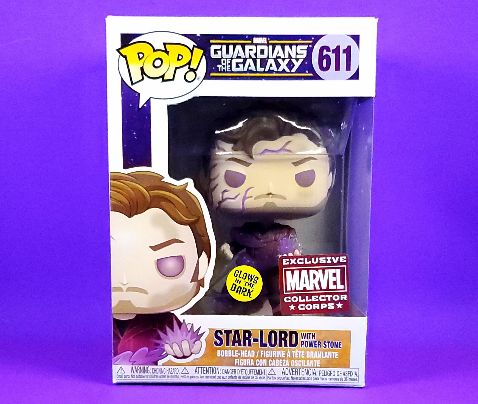 Funko Star Lord Glow Pop Con Power Stone 2020 Marvel Collector Corps Amazon Nuevo