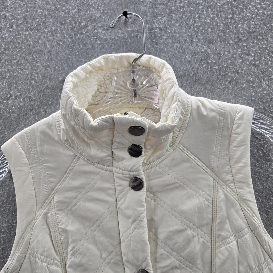 Chaleco Prana Mujer SML Blanco Diva Acolchado Sherpa Forrado Botón Sin Mangas Poliéster Foto 4 de 4