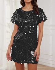 Short Sleeve Sequin Dress Stretch Party Formal Wedding Cruise NEW