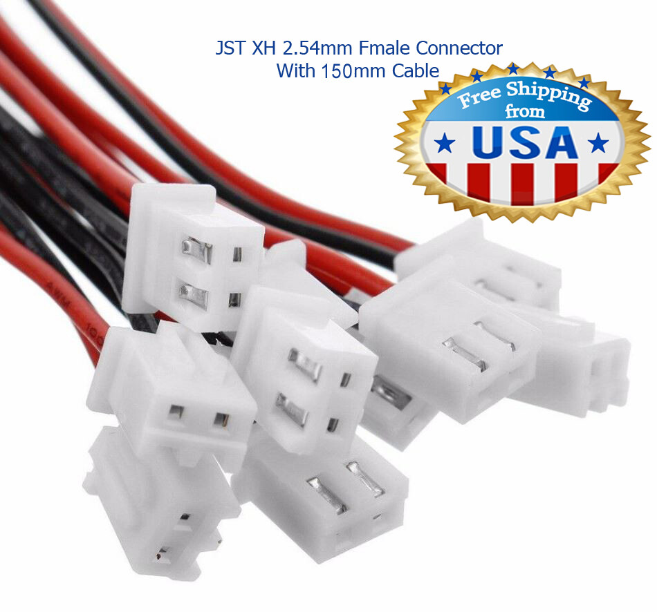5 Pairs Mini Micro JST XH 2.54mm 2Pin 5 FEMALE W. Cable & 5 MALE