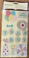 Recollections HAPPY BIRTHDAY Your Day PARTY Hat Balloons 3D Scrapbook Stickers