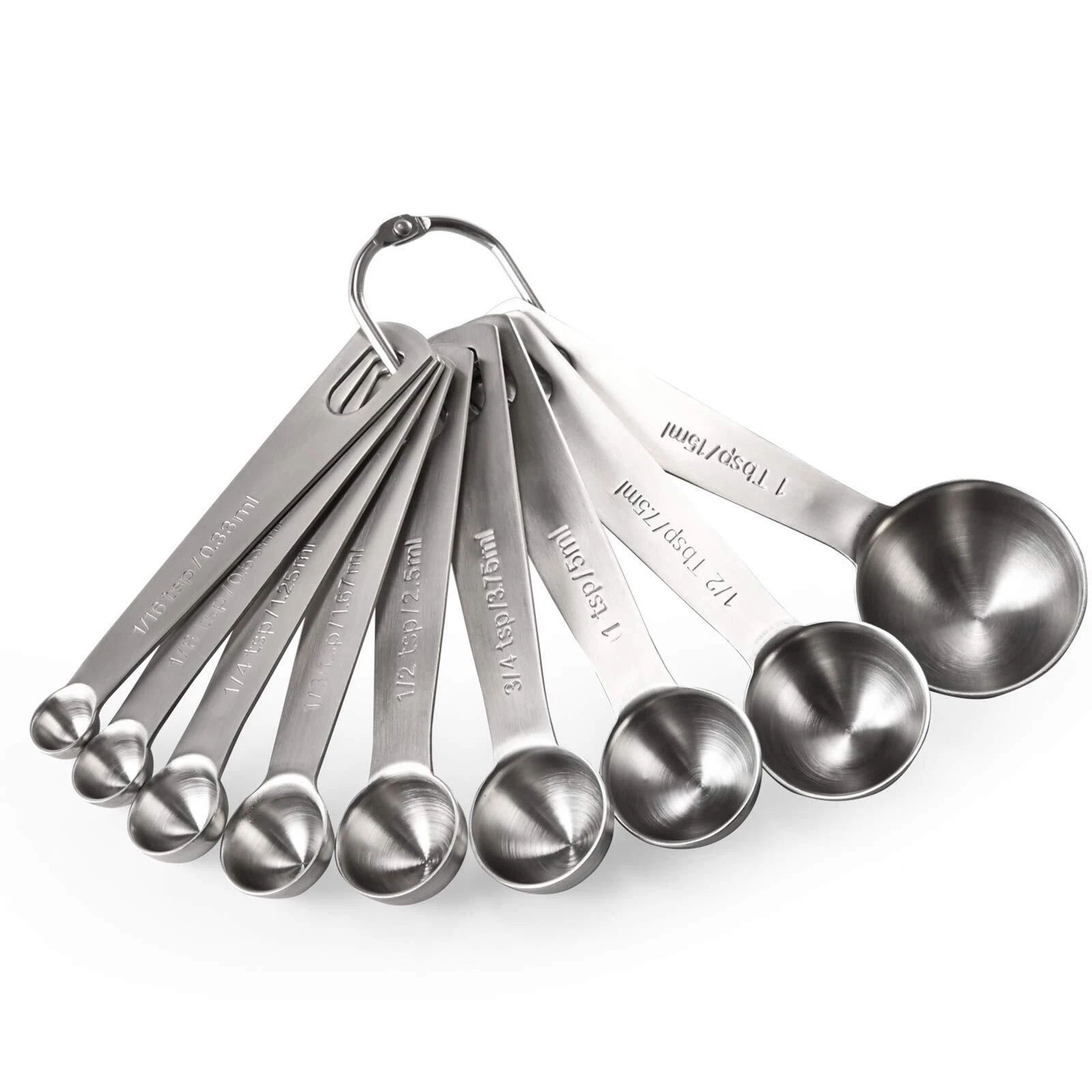 Set of 9 Stainless Steel Measuring Spoons for Dry and Liquid Ingredients