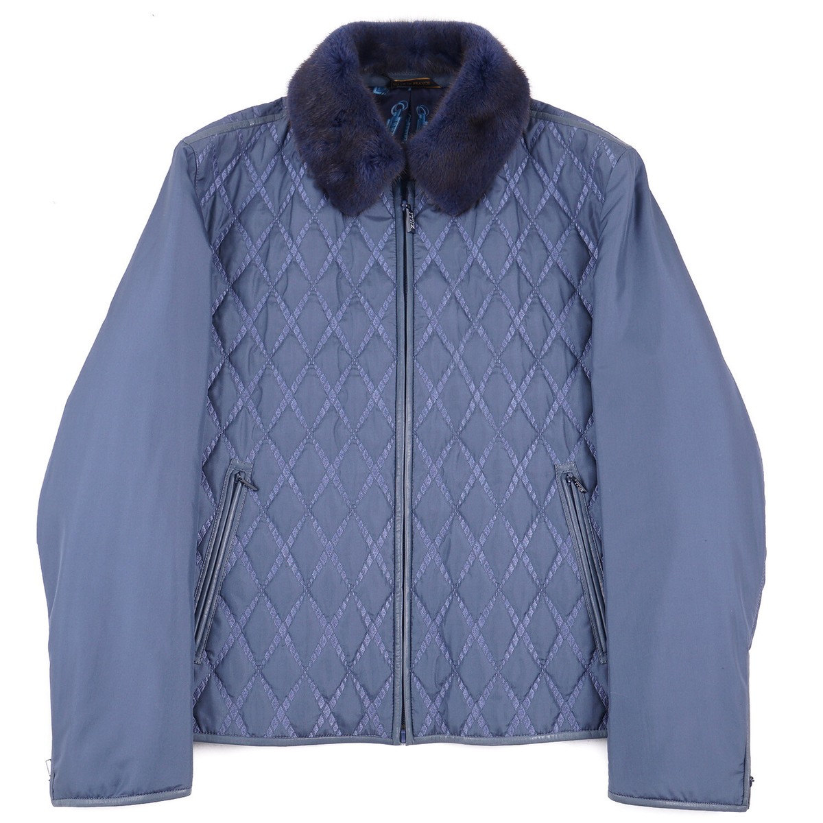 Zilli Leather-Detailed Quilted Silk Down Jacket with Mink Zilli Leather-Detailed Quilted Silk Down Jacket with Mink