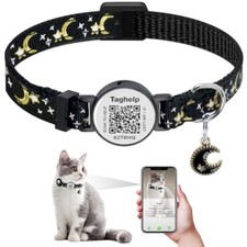 Upgraded Version - Cat Collar Stars and Moon, Solid  Safe, Just Collar Black