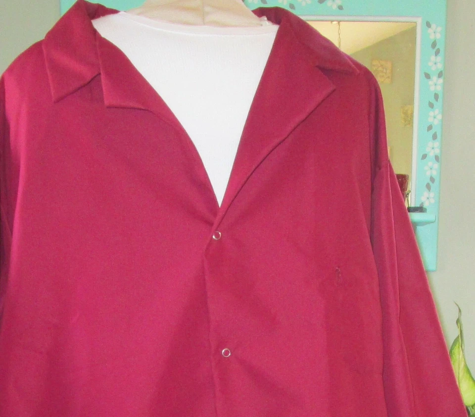 Best Medical L/S Lab Coat Snaps side Vents 3 Pocket 43" Length Burgundy Sz 4X - Image 2 of 4