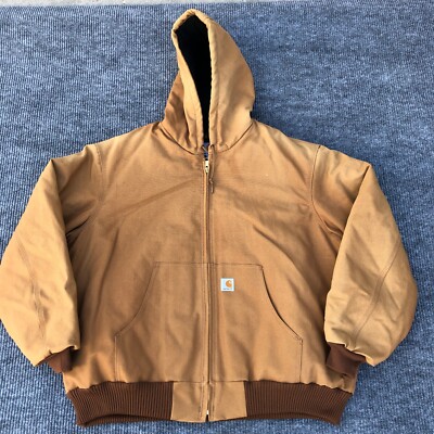 VTG Carhartt J140 BRN Mens XXL Duck Insulated Jacket Active Jac