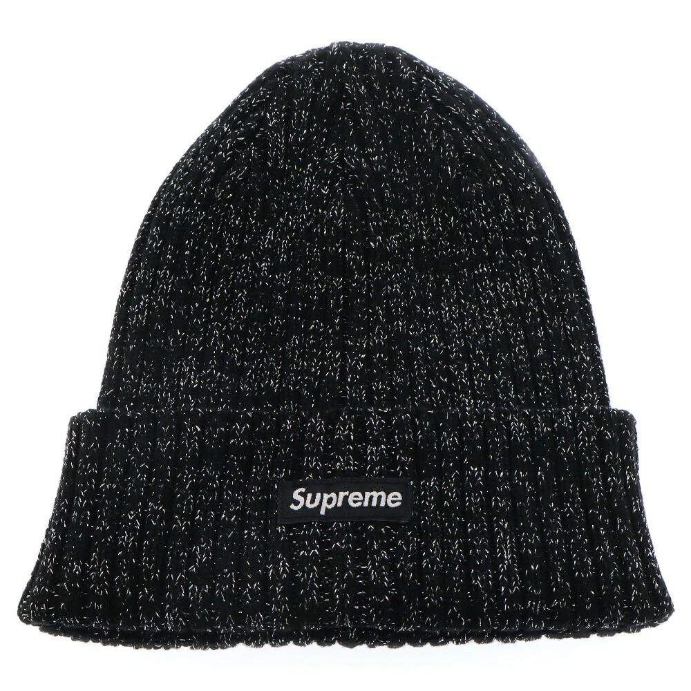 Bonnet tricoté métallisé Supreme 25ss overdyed beanie noir/métal argenté occasion