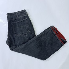 Y2K Faded Glory Fleece Lined Cargo Jeans Size 40/30 Dark Wash Red Lining UK 40