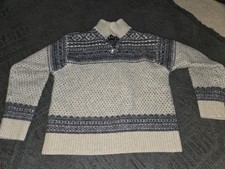 Vintage GAP Sweater Kids XL BlueGray Wool Shetland Nordic Fair Isle Knit 1/4 Zip