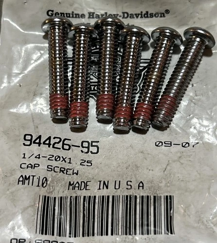 Lot Of 6 Harley-Davidson 1/4"-20 x 1-1/4" Hex Socket Button Head Screw 94426-95