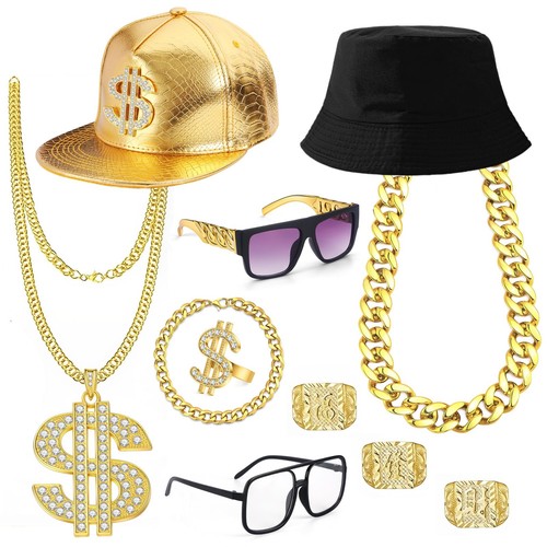 Set di 7 costumi hip hop, costume da rapper 80/90, accessori con