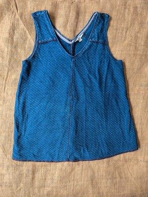 White Stuff Boho blau ärmelloses Top mit Häkelborte UK 12