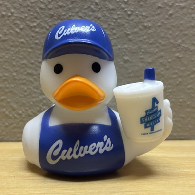 Culver's Rubber Duck Figurine Plastic Collectible with Shake Cup