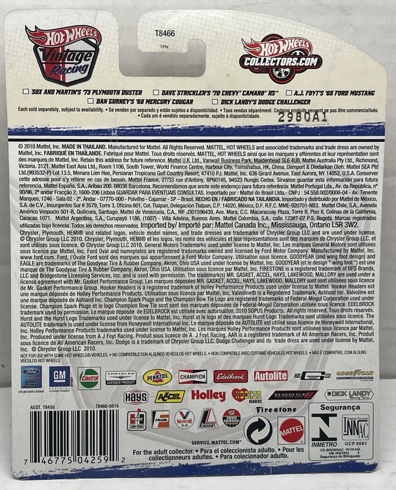 Plumero Hot Wheels Vintage Racing Sox And Martin’s 73 Plymouth 30 1/2010 Foto 2 de 3