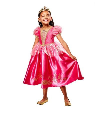 Celebrate Diamond Princess Gown Dress Costume Girls Sz Small 6-6X & Gold Tiara 