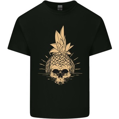 Gildan Kinder T-Shirt Gothic Biker Surfing Grafik Skull Ananas Schwarz