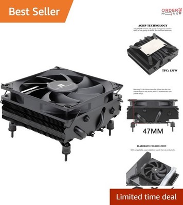 Low Profile CPU Cooler Copper 47mm ITX AM4 AM5 Intel 115X 1200 Quiet