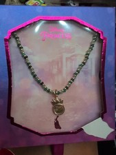 Disney Kid's Princess Tiana Gold-Tone and Green Bead Tiara Pendant Necklace