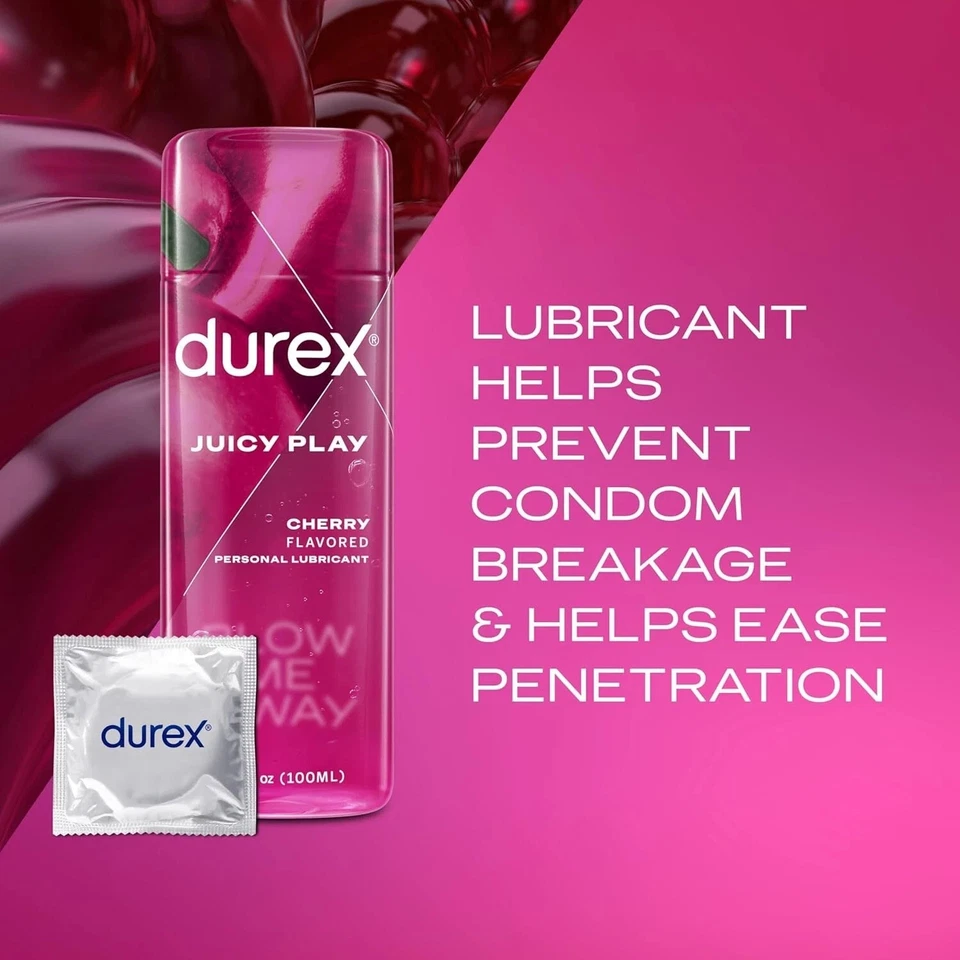 Lubricante a base de agua Durex para sexo, lubricante con sabor a cereza lubricante sexual 3,38 fl oz Foto 2 de 4