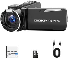1080P Video Camera 48MP Camcorder Vlogging Camera 18x Digital Zoom w/ Anti-Shake