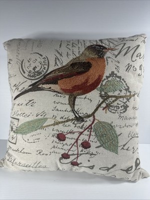 Avian Collection Decorative Pillow Orange Bird 18 X 18
