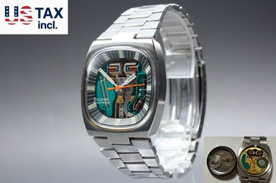 1973 U.S.A.[N MINT] Bulova Accutron Spaceview #7396 Tuning Fork 214 Men's Watch