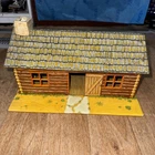 Vintage 1960s MARX Tin Litho Building Playset Log Cabin