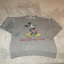 Vintage Walt Disney World Mickey Mouse Sweatshirt Gray LG Made in USA Distressed