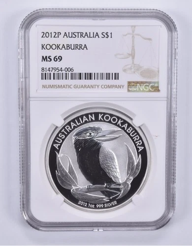 2012 P Australia 1 Dollar Silver Kookaburra MS69 NGC Brown Label *3643