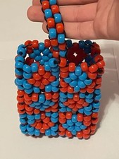 Red and blue colored kandi mini bag. PLUR bag
