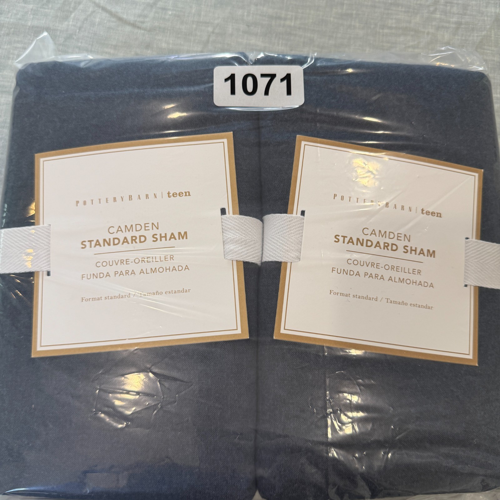 POTTERY BARN TEEN CAMDEN REVERSIBLE QUILTED SHAM SET OF 2, STANDARD ~ FADED NAVY