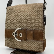 Authentic Coach Shoulder Bag, Canvas, Brown, Signature, Soho
