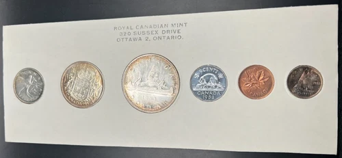 1953 Canadian ProofLike Set Of 6 Silver Coins In Holder