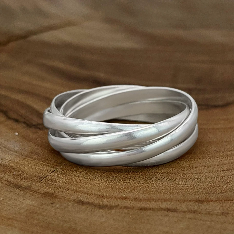 Silverly Anello Argento 925 5 Anelli Stile Matrimonio Russo - Immagine 2 di 4