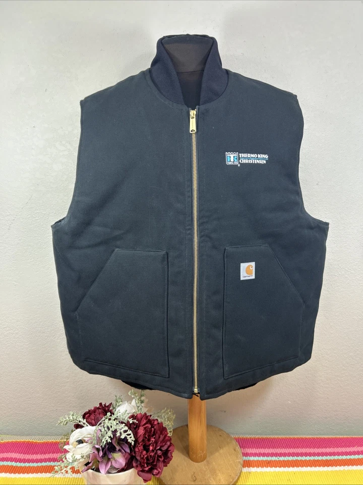Carhartt V01-BLK Cotton Thermal Lining Black Work Vest Men's Size US XXL W/LOGO - Image 2 of 4