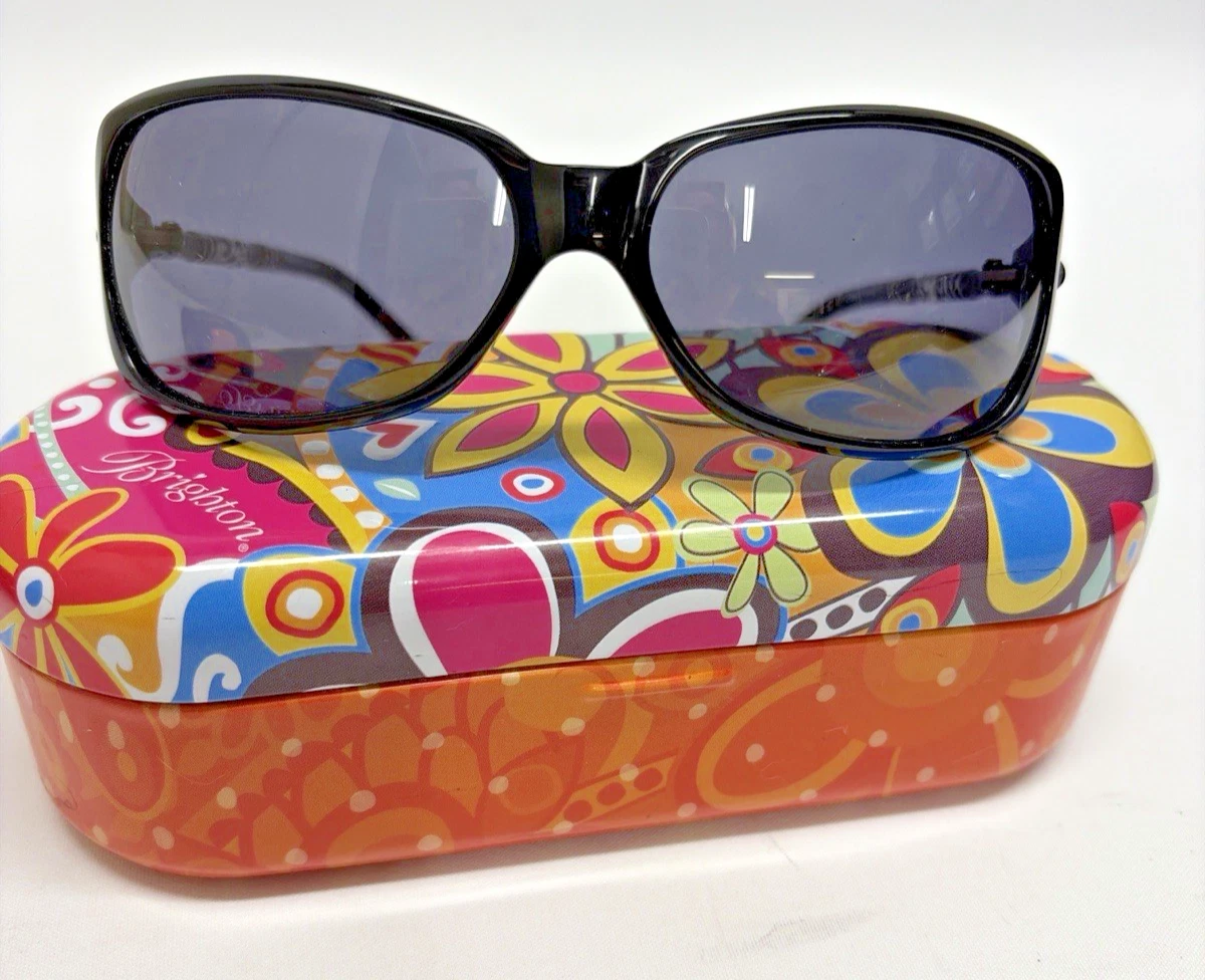 Brighton Blue Moon Sunglasses & Case – Black Frame, Silver Scrolled Arms, EUC Brighton with Vintage Sunglasses for Women for sale | eBay main image 3