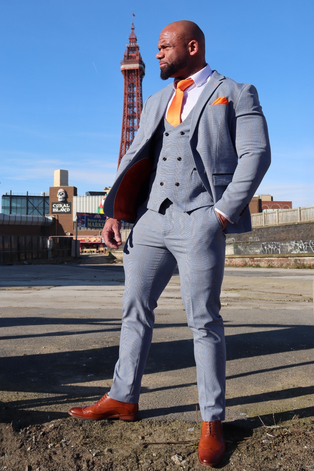 Mens Suit Sky Light Blue Check Three 3 Piece Wedding Groom Races STRETCH FIT 3PC