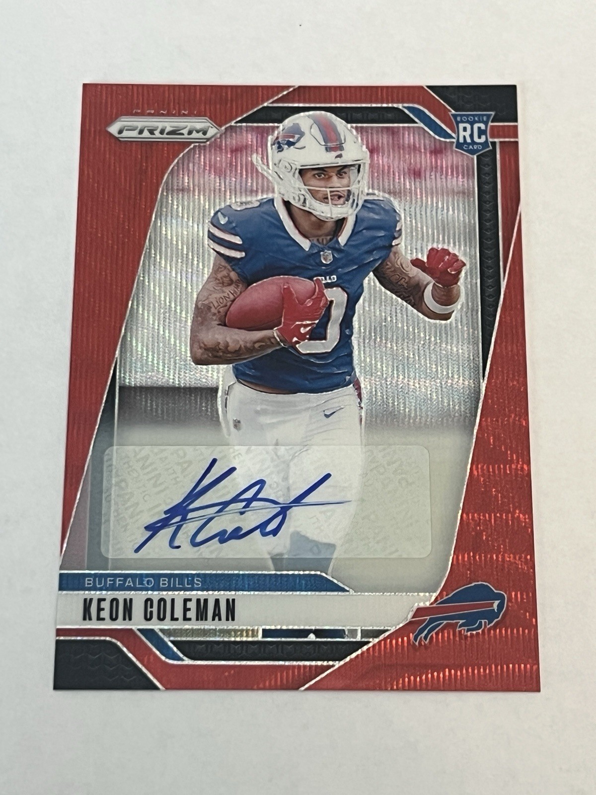 2024 Panini Prizm Rookies Keon Coleman #362 Red Wave RC Auto #/149 Bills